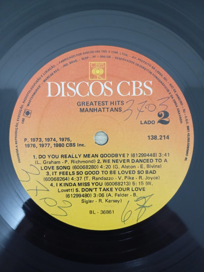 Disco Vinil Greatest Hits Manhattans A