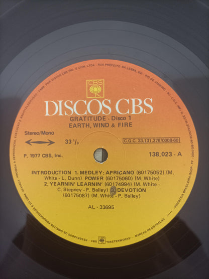 Disco Vinil Gratitude Earth, Wind & Fire Duplo Com Encarte A
