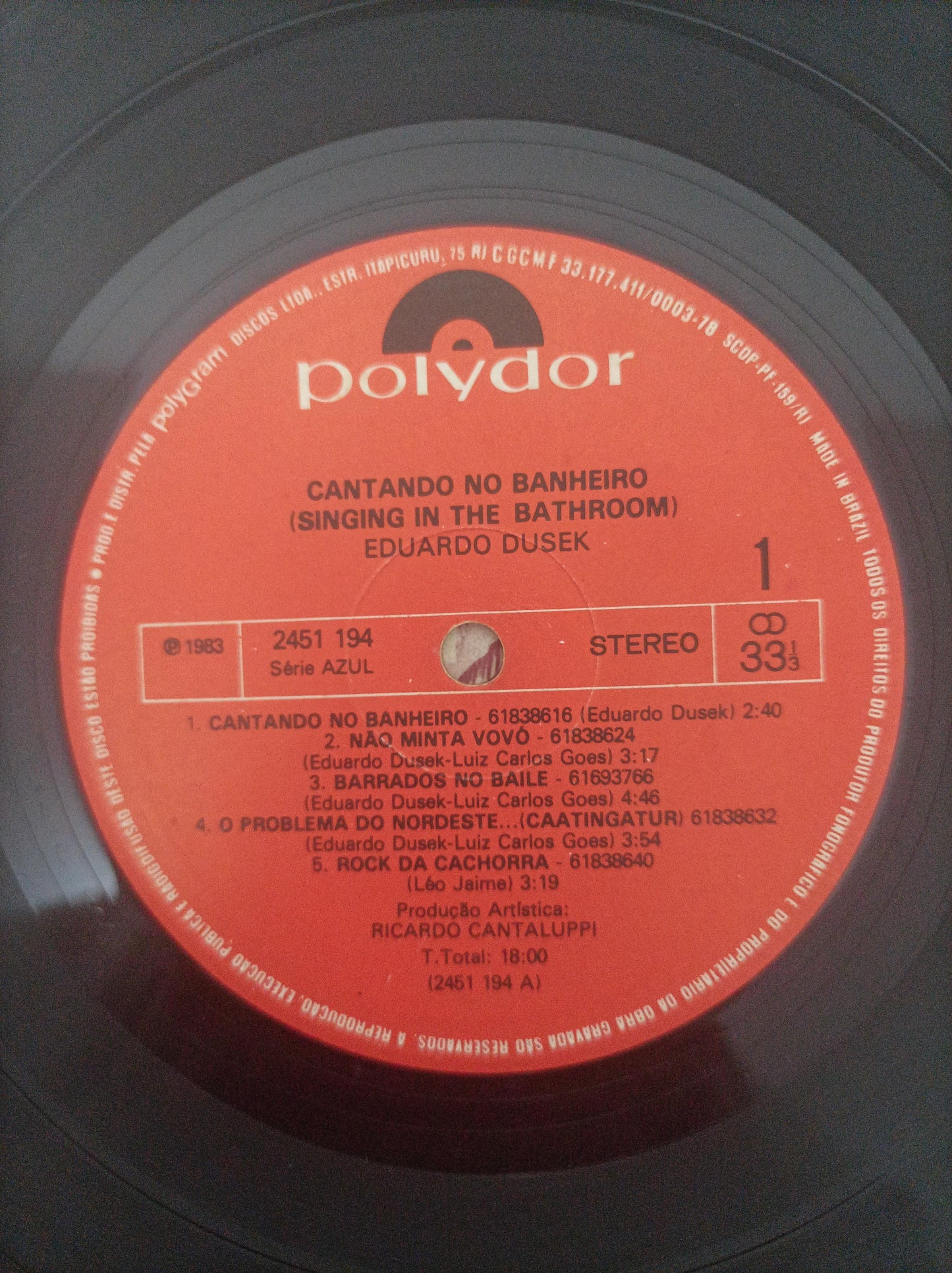 Lp Vinil Eduardo Dusek Cantando No Banheiro Com Encarte
