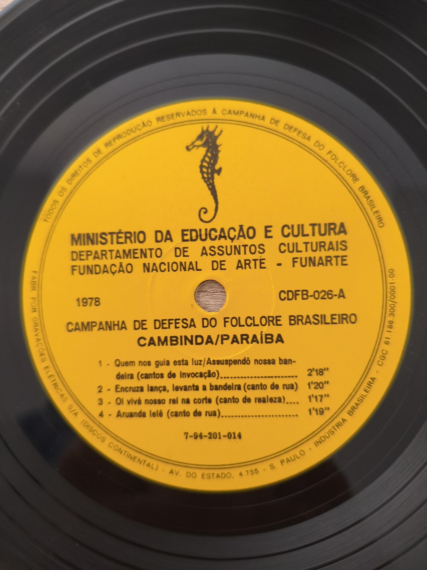 Compacto Vinil Cambinda / Paraíba Folclore Brasileiro 26 A