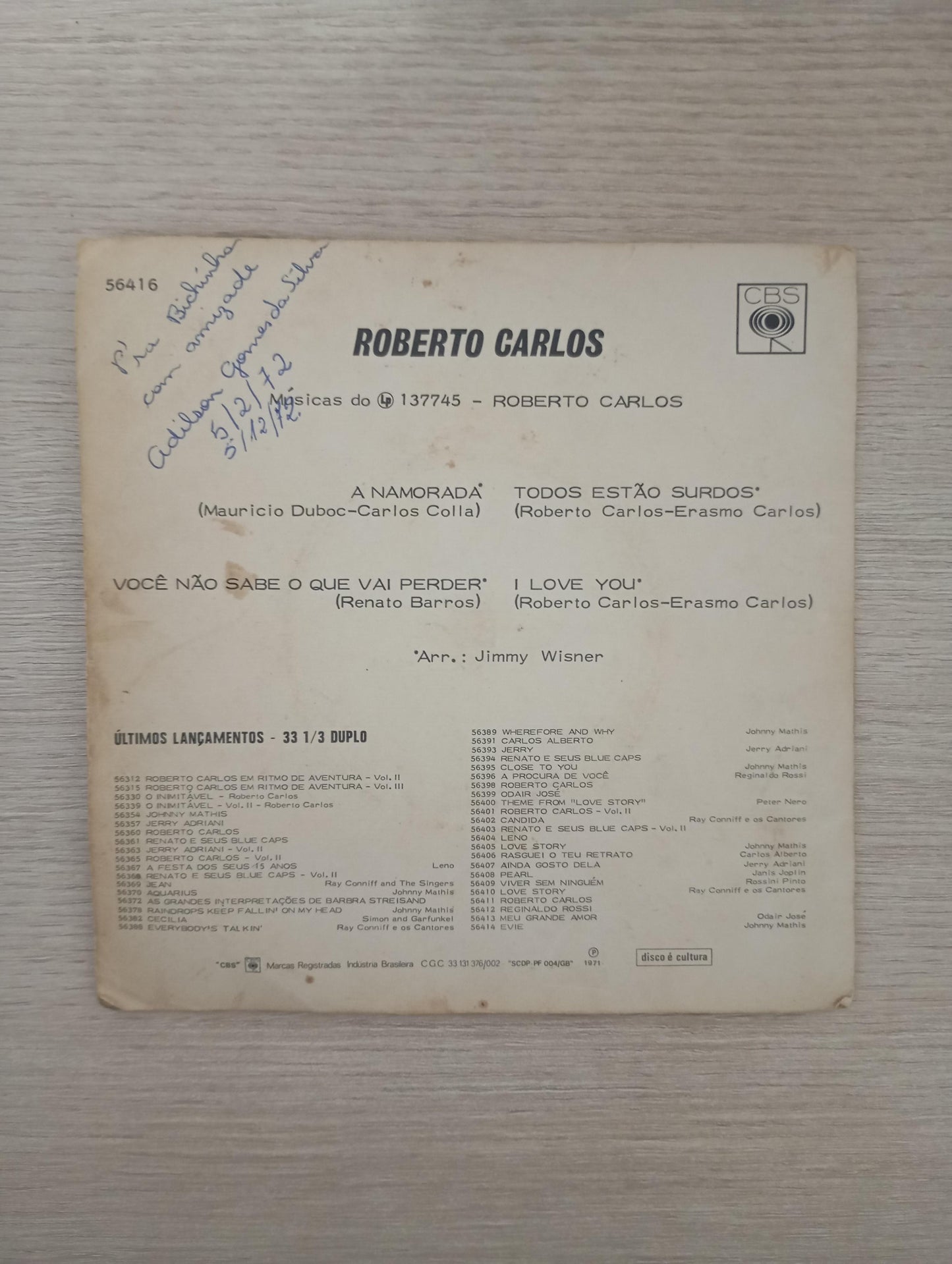 Compacto Vinil Roberto Carlos 1971