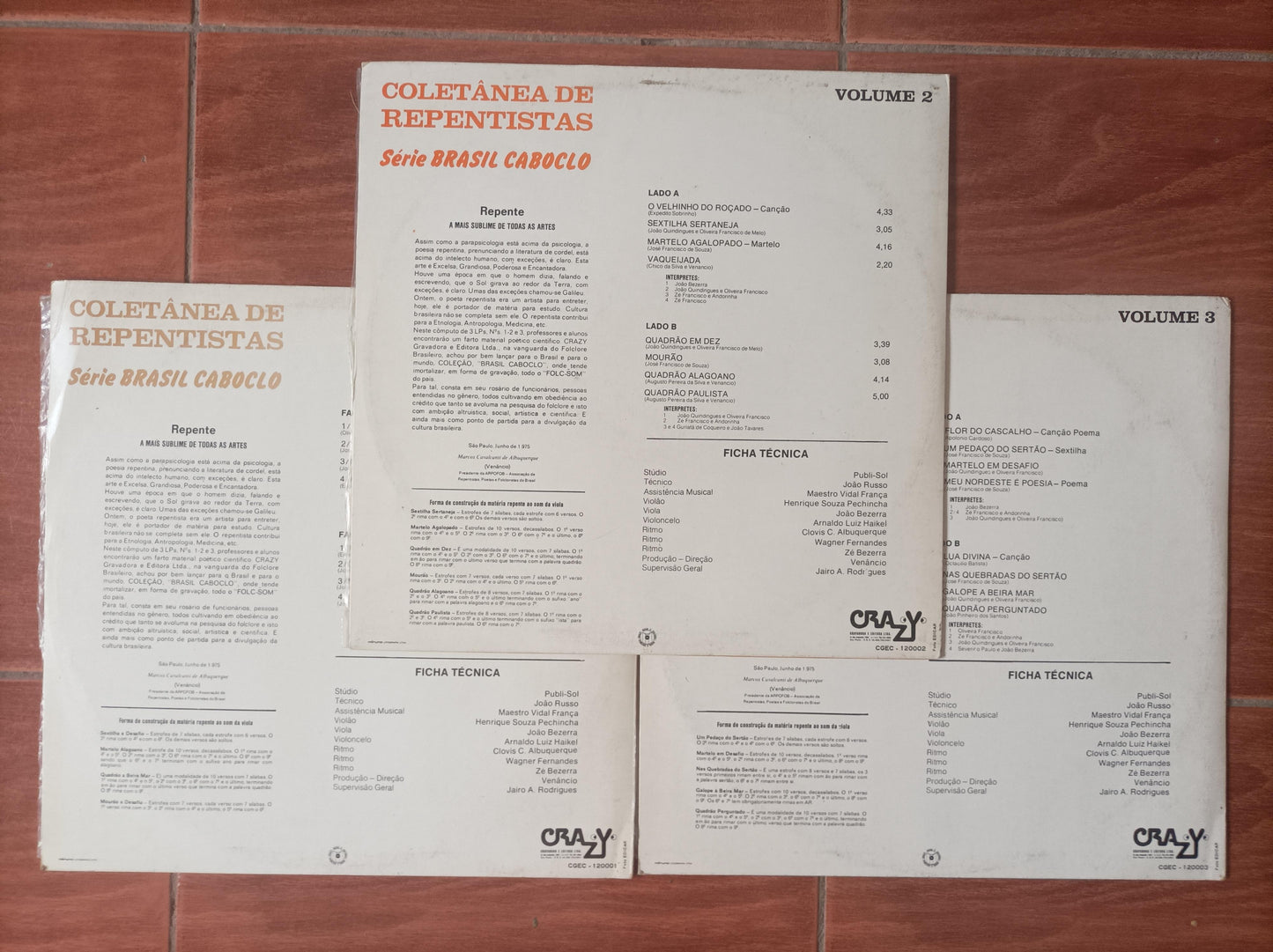 Lp Vinil Coletânea de Repentistas 3 Volumes