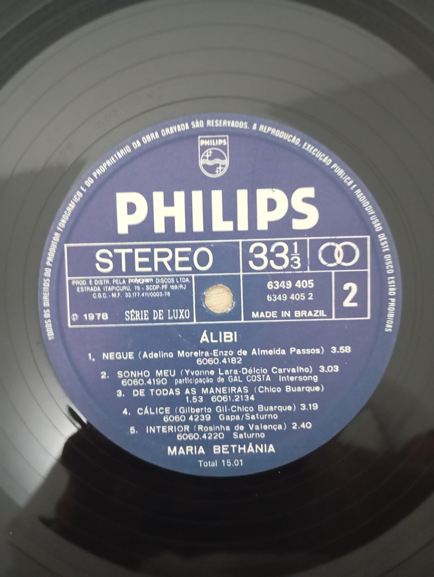 Disco Vinil Álibi Maria Bethânia Com Encarte A
