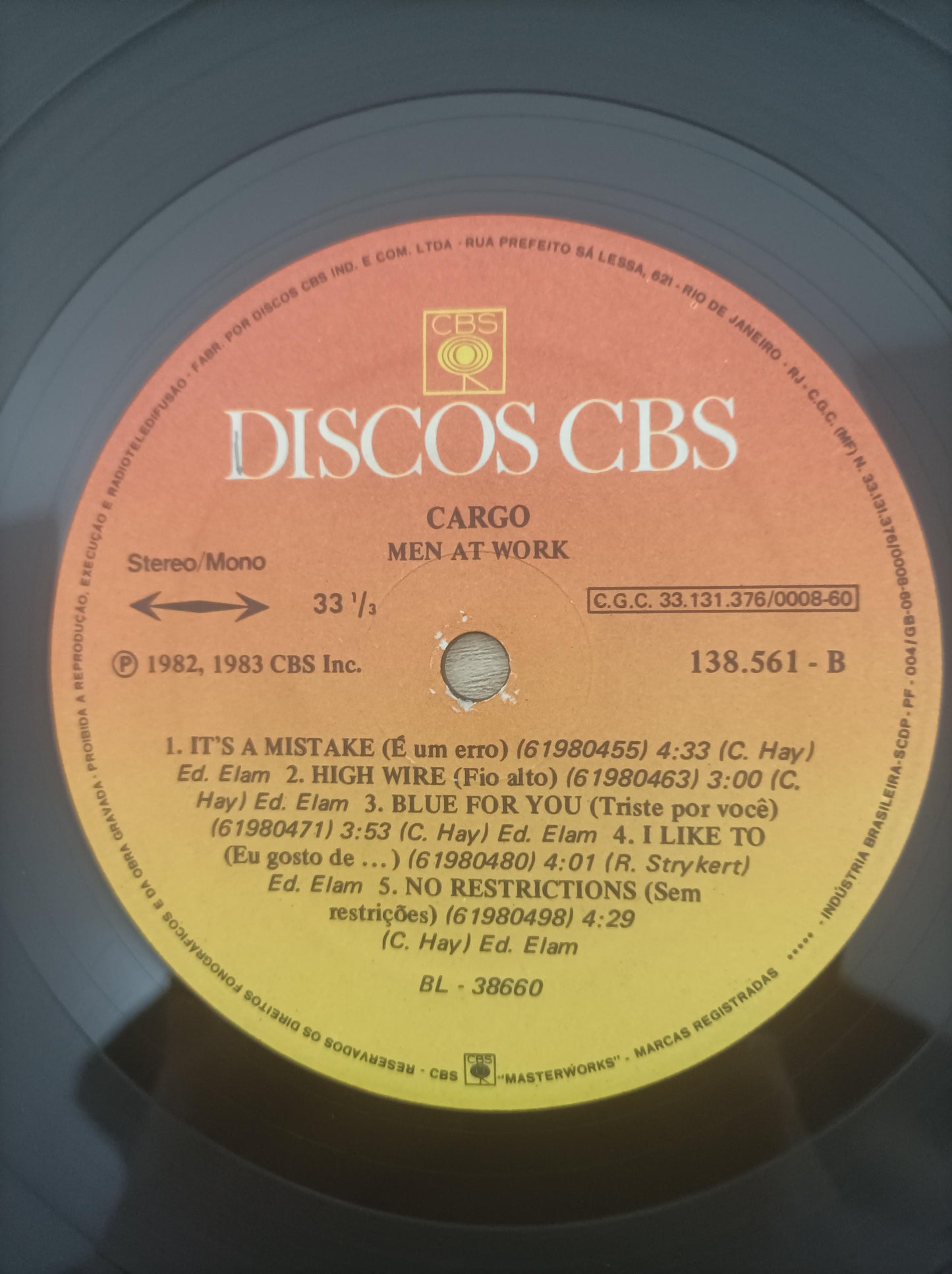 Lp Vinil Men At Work Cargo, Leia