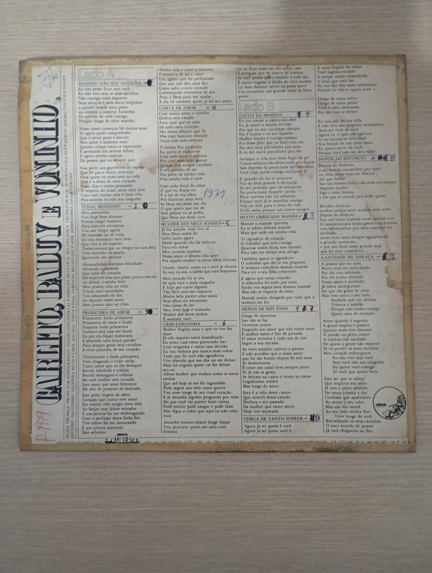 Lp Vinil Carlito, Baduy e Voninho Os Reis do Batidão Vol. 6