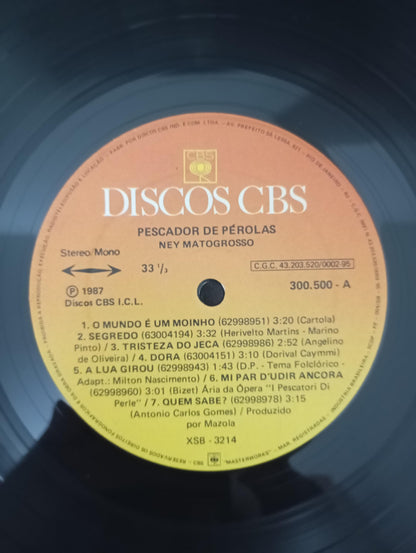 Lp Vinil Ney Matogrosso Pescador De Pérolas Com Encarte