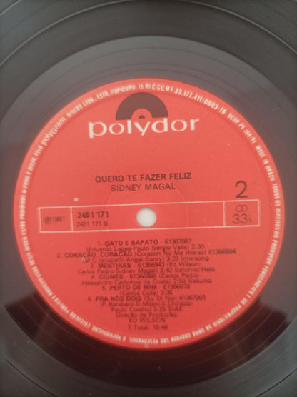 Lp Vinil Sidney Magal Quero Te Fazer Feliz Com Encarte