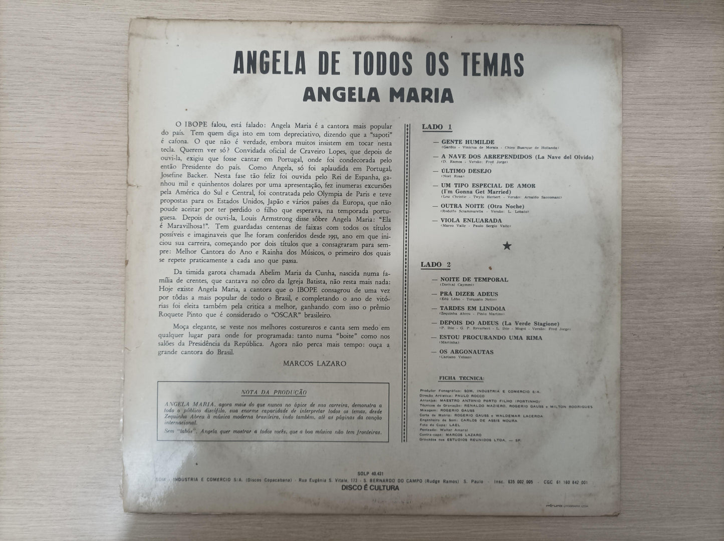 Lp Vinil Ângela Maria De todos os temas