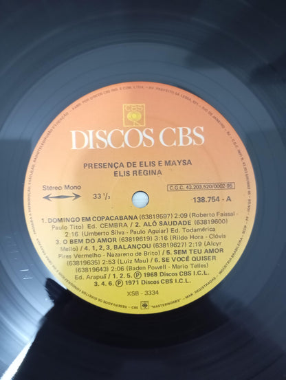 Lp Vinil Elis Regina & Maysa Presença De Duplo Com Encarte