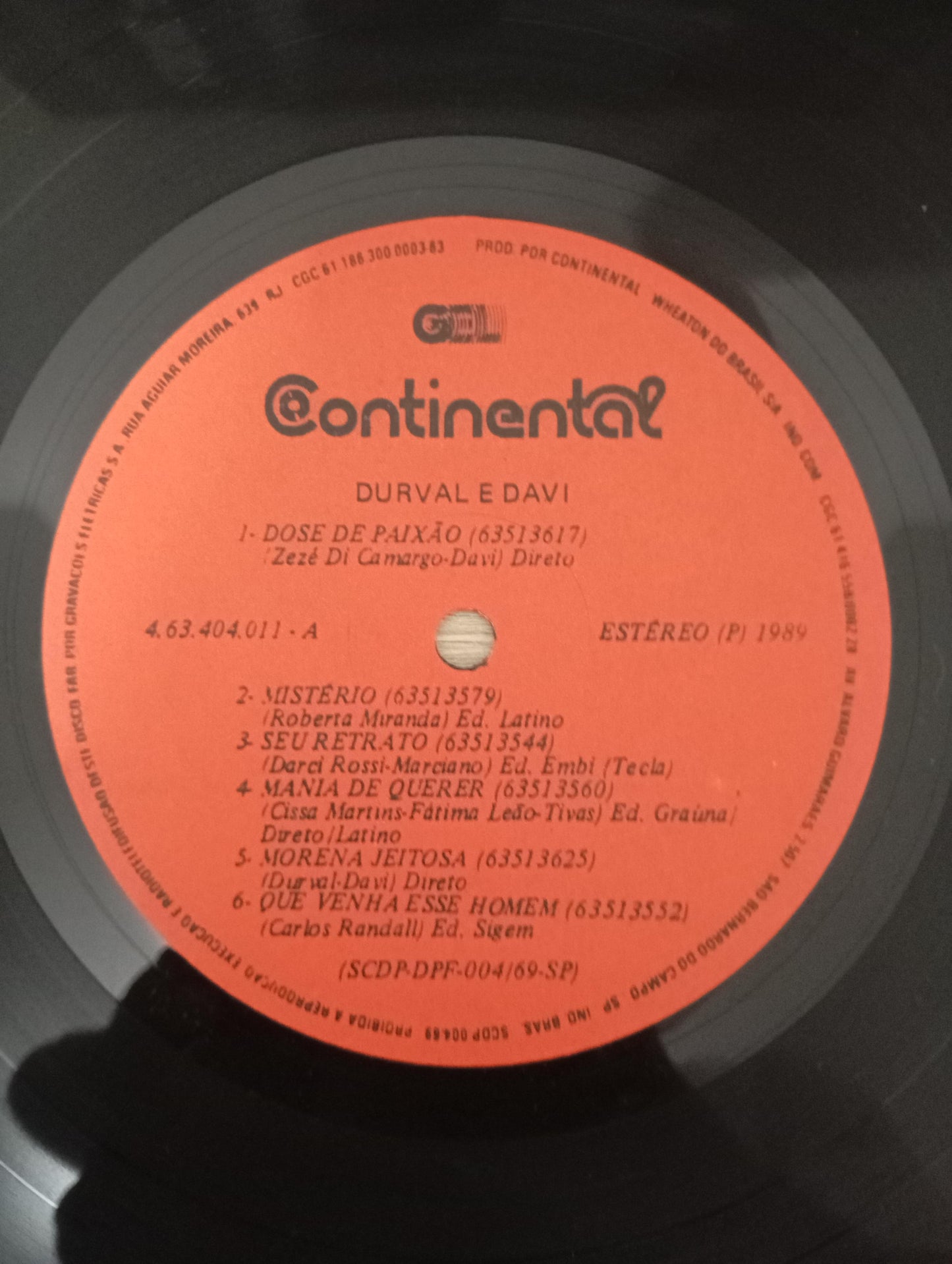 Lp Vinil Durval & Davi 1989