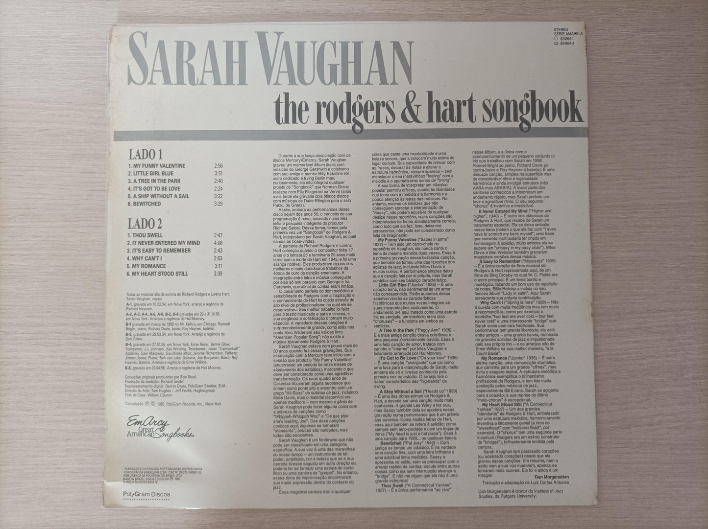 Lp Vinil Sarah Vaughan The Rodgers & Hart Songbook