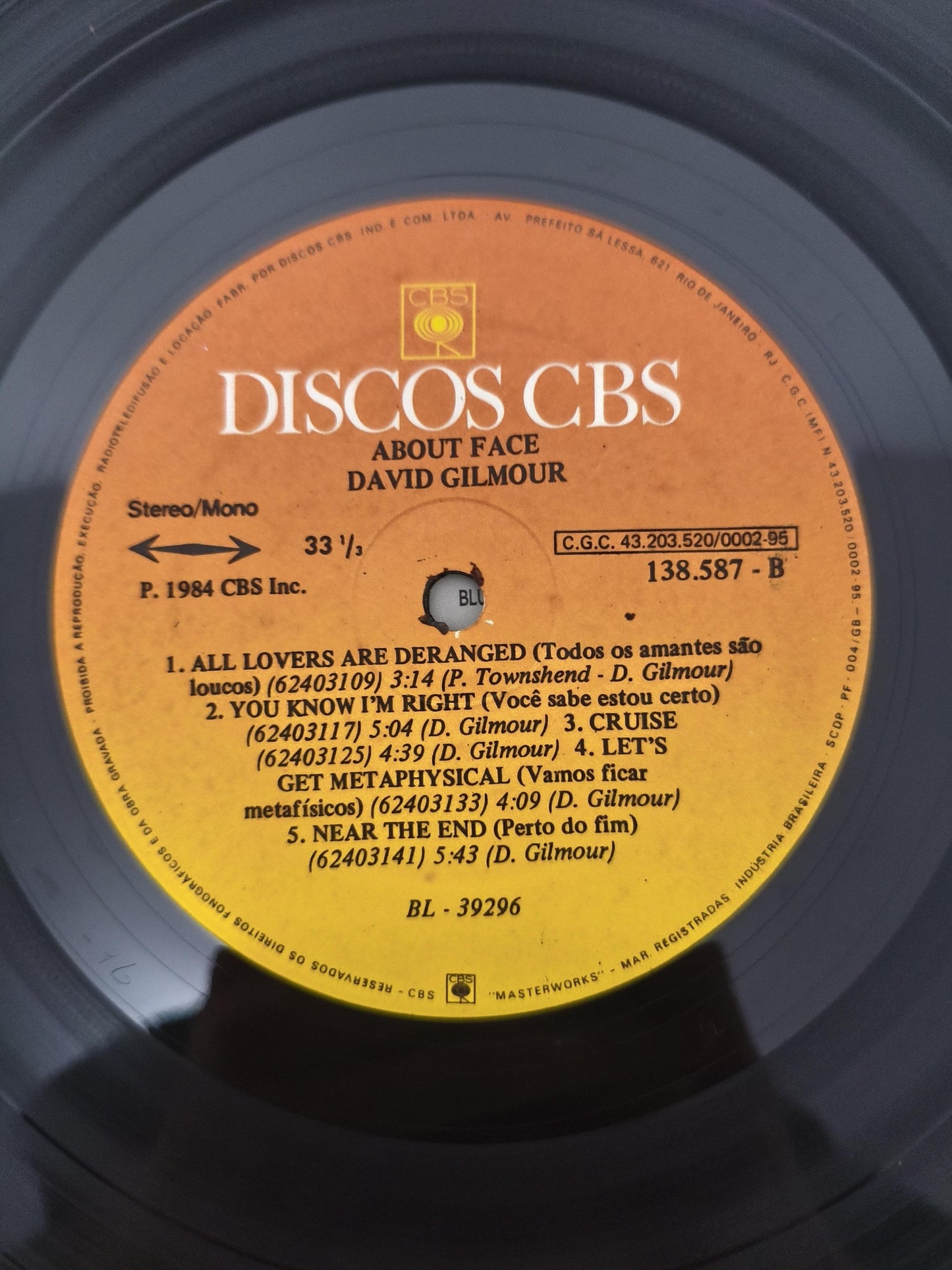 Lp Vinil David Gilmour About Face Com Encarte