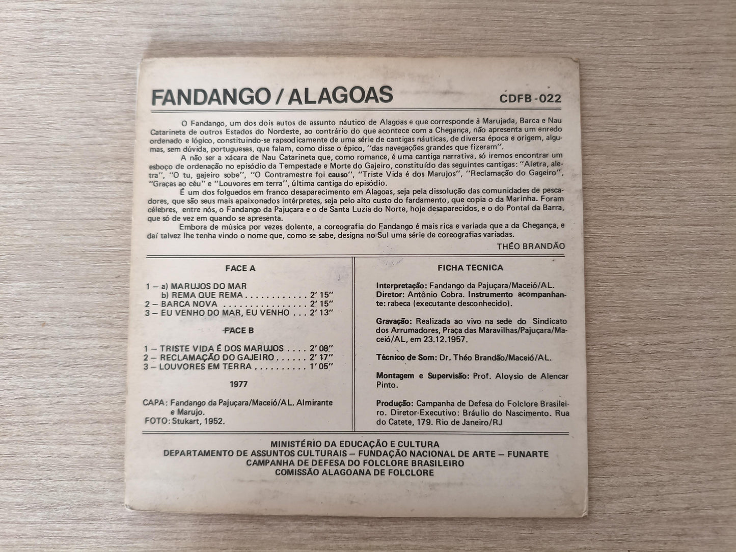 Compacto Vinil Folclore Brasileiro 22 Fandango / Alagoas
