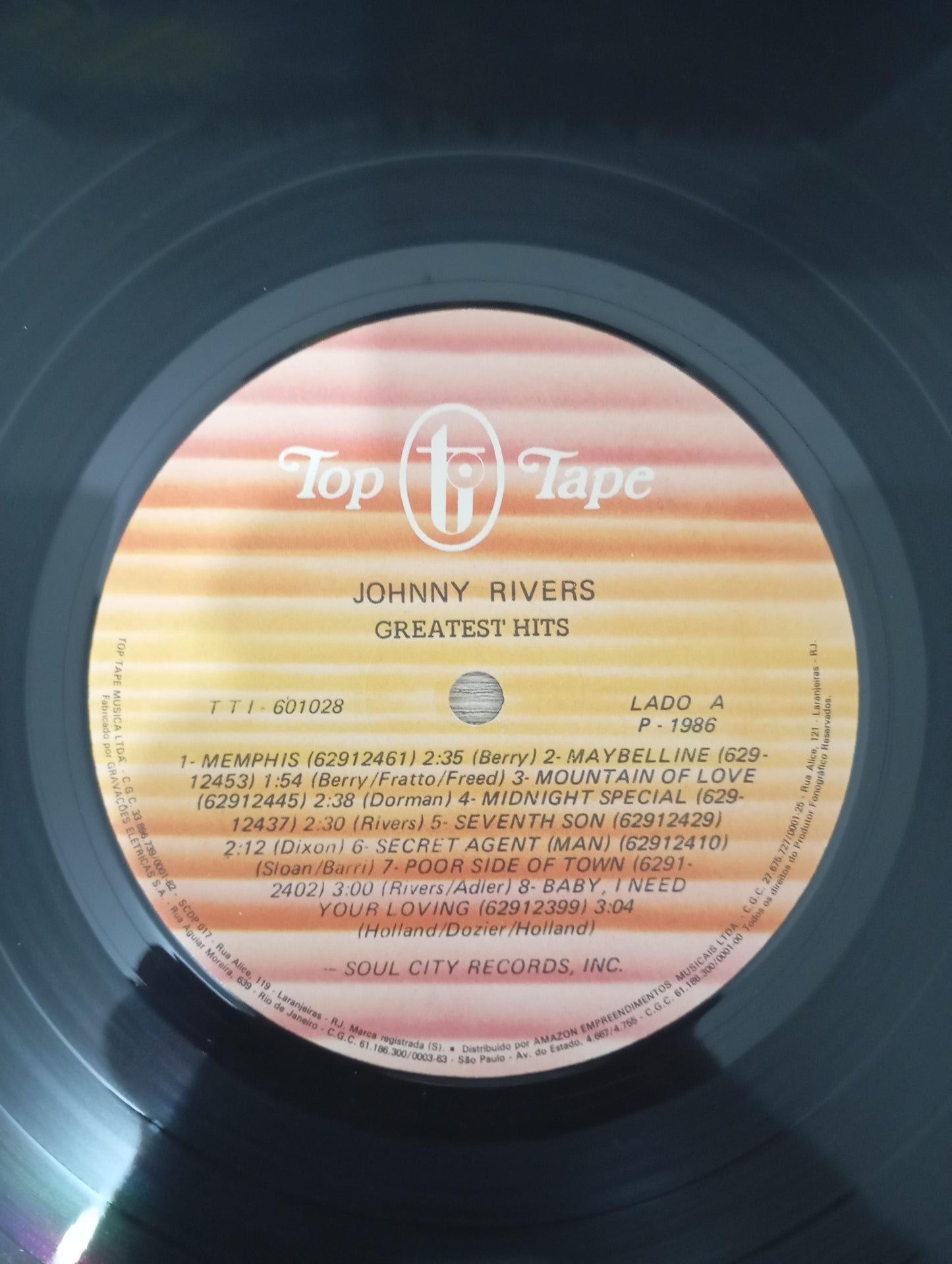 Lp Vinil Johnny Rivers Grandes Sucessos Com Encarte