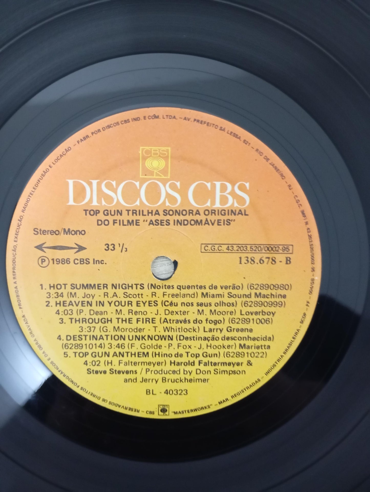 Disco Vinil Ases Indomáveis Top Gun Com Encarte A