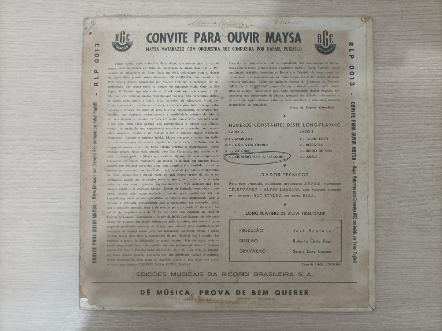 Lp Vinil Maysa Matarazzo Convite Para Ouvir Maysa