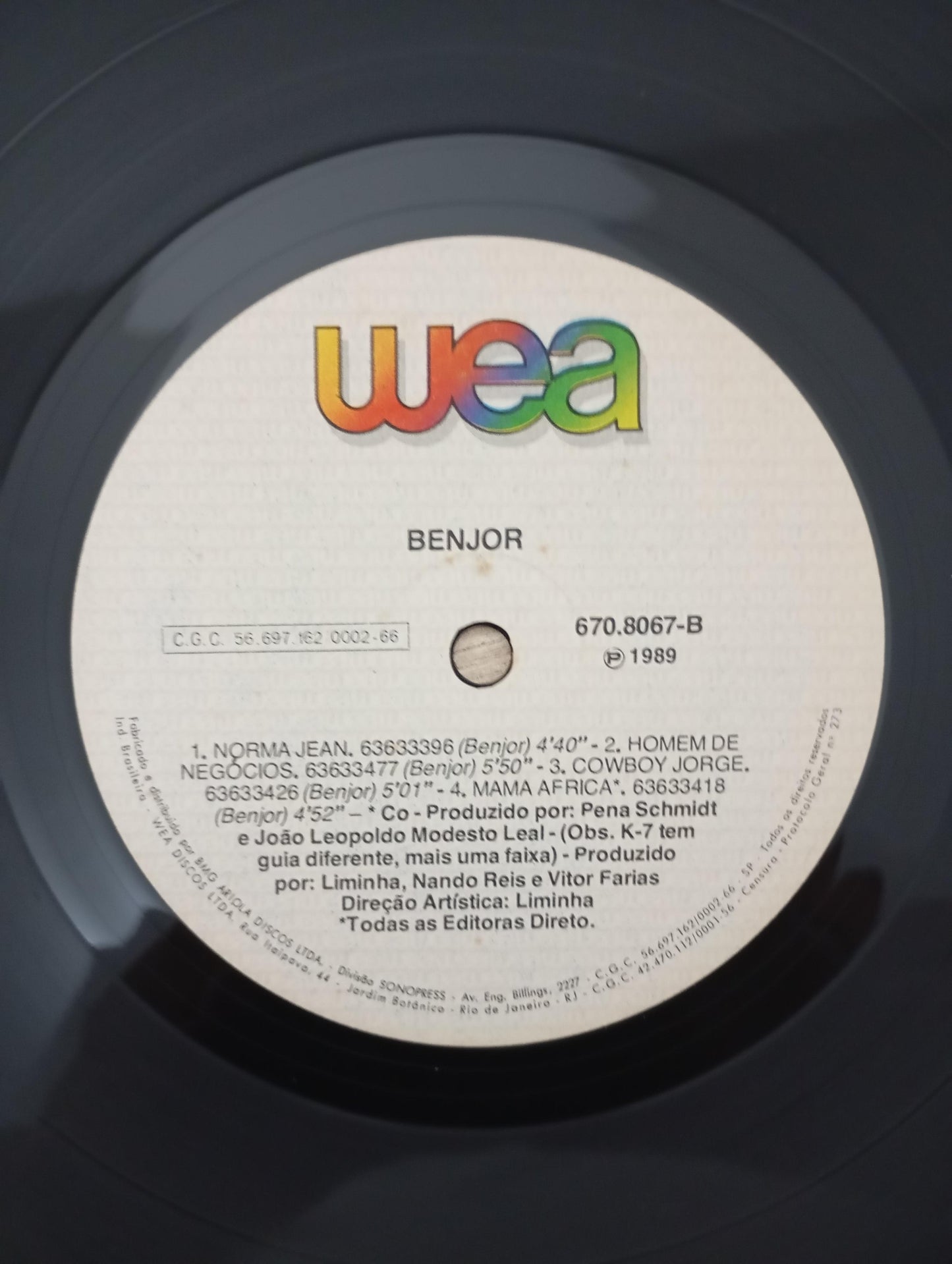 Disco Vinil Benjor 1989 Jorge Ben Com Encarte A