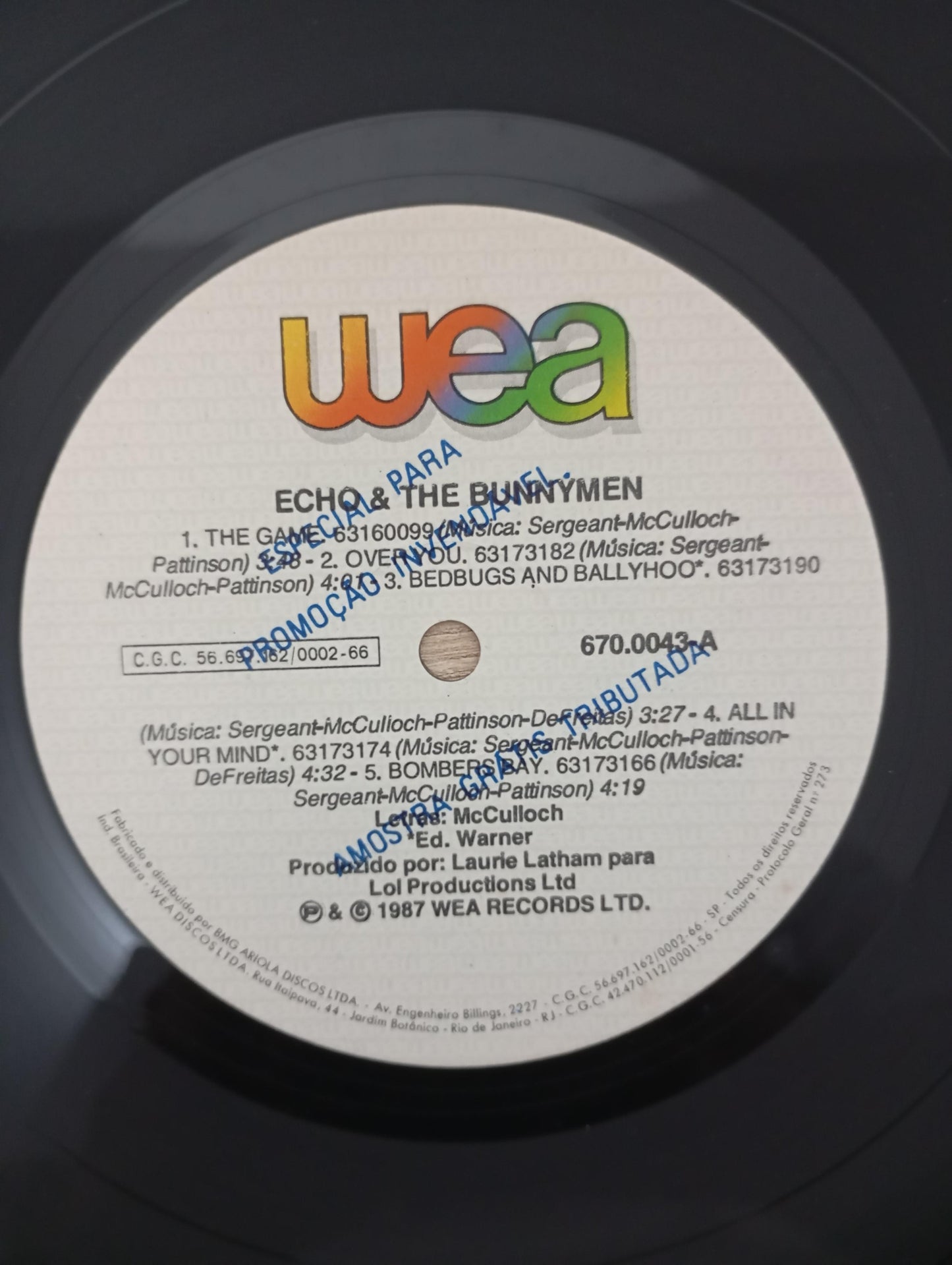 Lp Vinil Echo & The Bunnymen 1987 Com Encarte