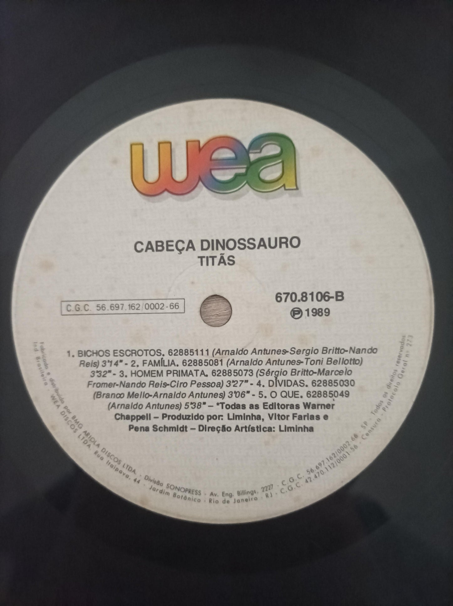 Disco Vinil Cabeça Dinossauro Titãs Capa Dupla A