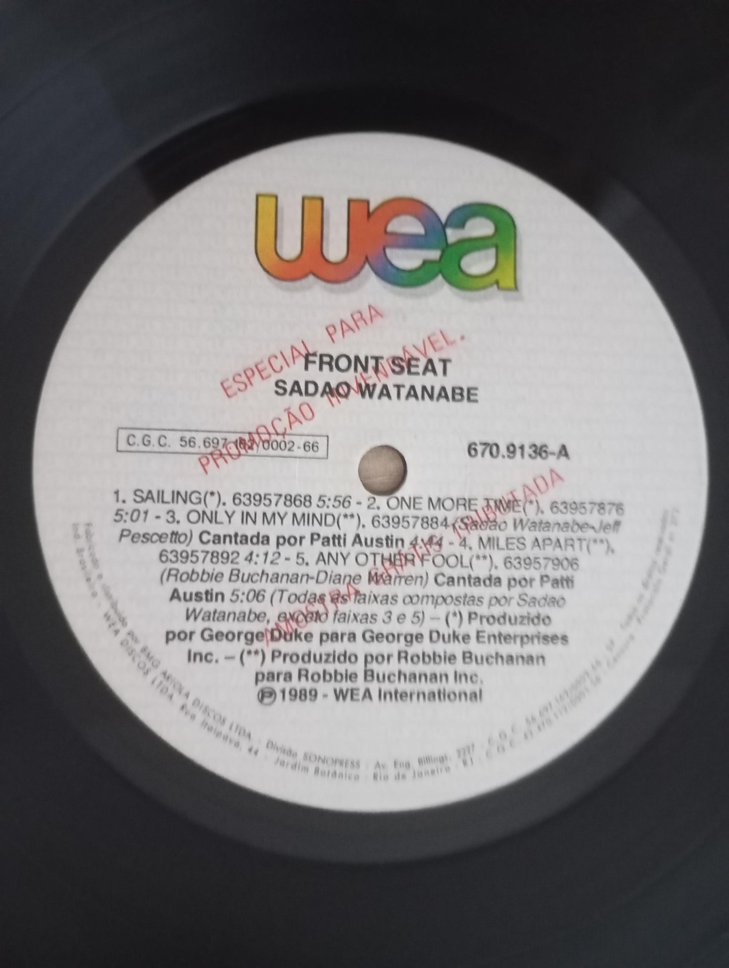 Lp Vinil Sadao Watanabe Front Seat