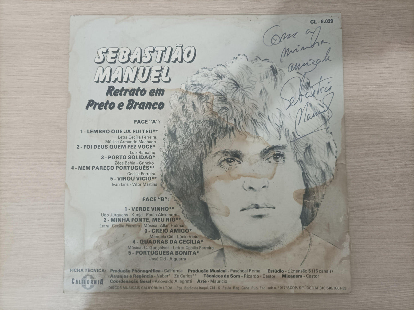 Lp Vinil Sebastião Manuel Retrato Em Preto E Branco, Leia