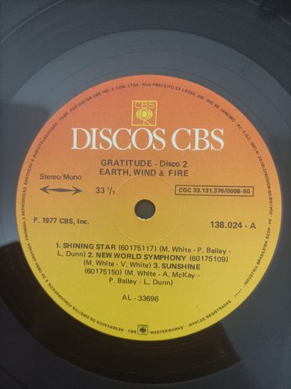 Disco Vinil Gratitude Earth, Wind & Fire Duplo Com Encarte A