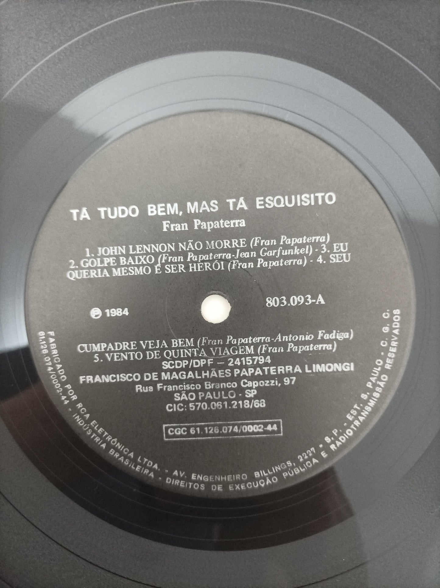 Lp Vinil Francisco Tá Tudo Bem, Mas Tá Esquisito Com Encarte