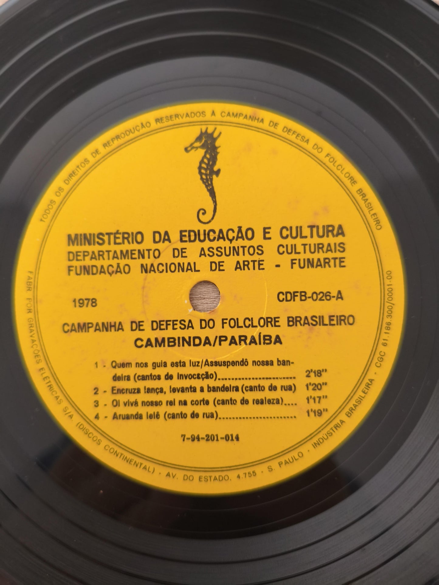 Compacto Vinil Folclore Brasileiro 26 Cambinda / Paraíba