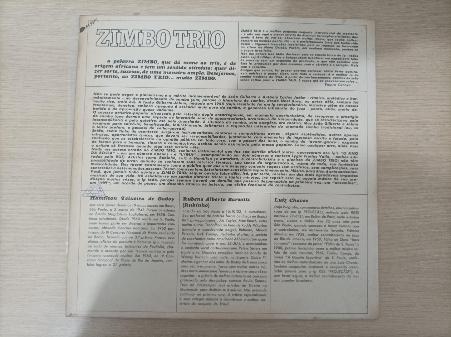 Lp Vinil Zimbo Trio 1964