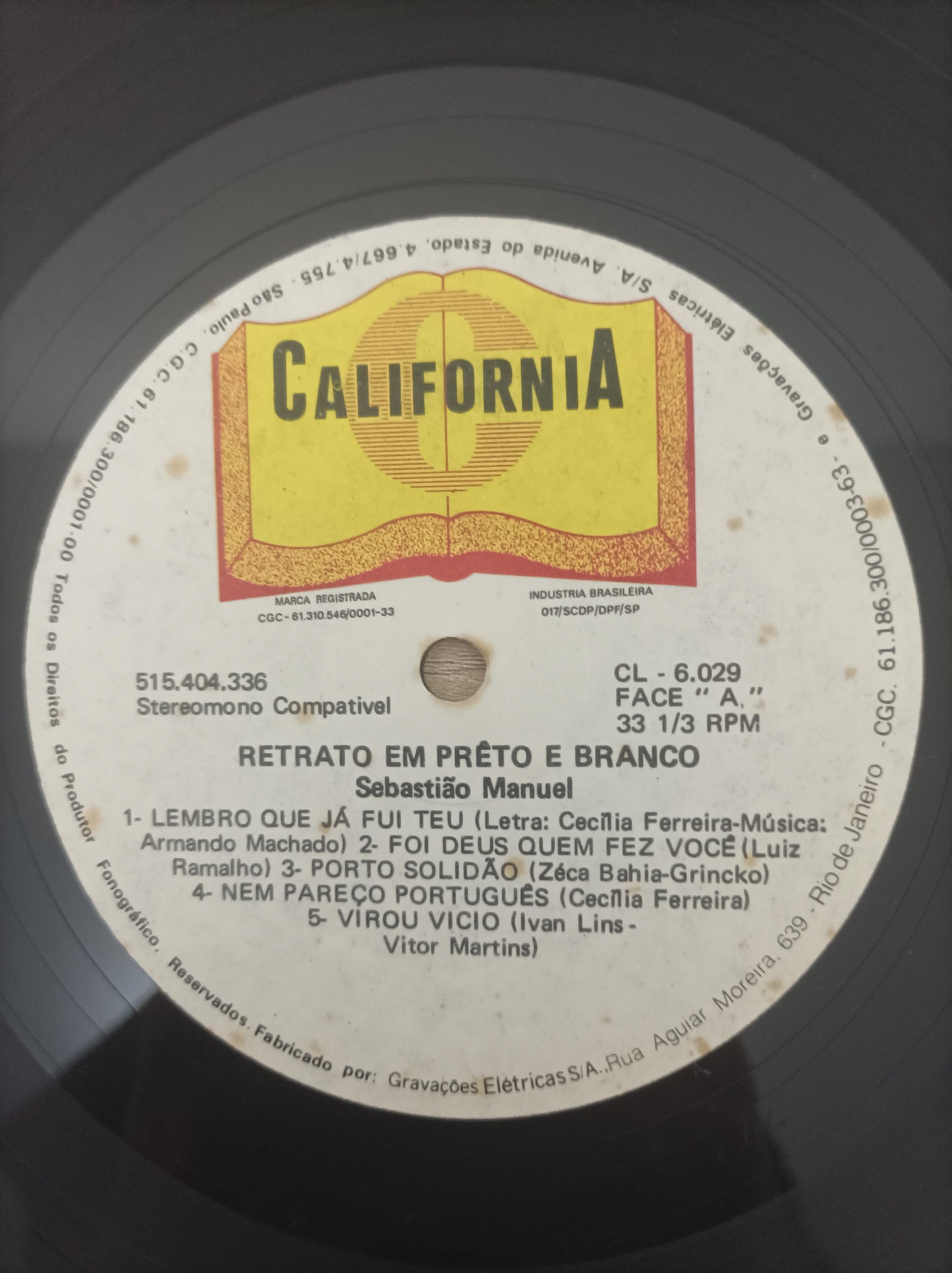 Lp Vinil Sebastião Manuel Retrato Em Preto E Branco, Leia