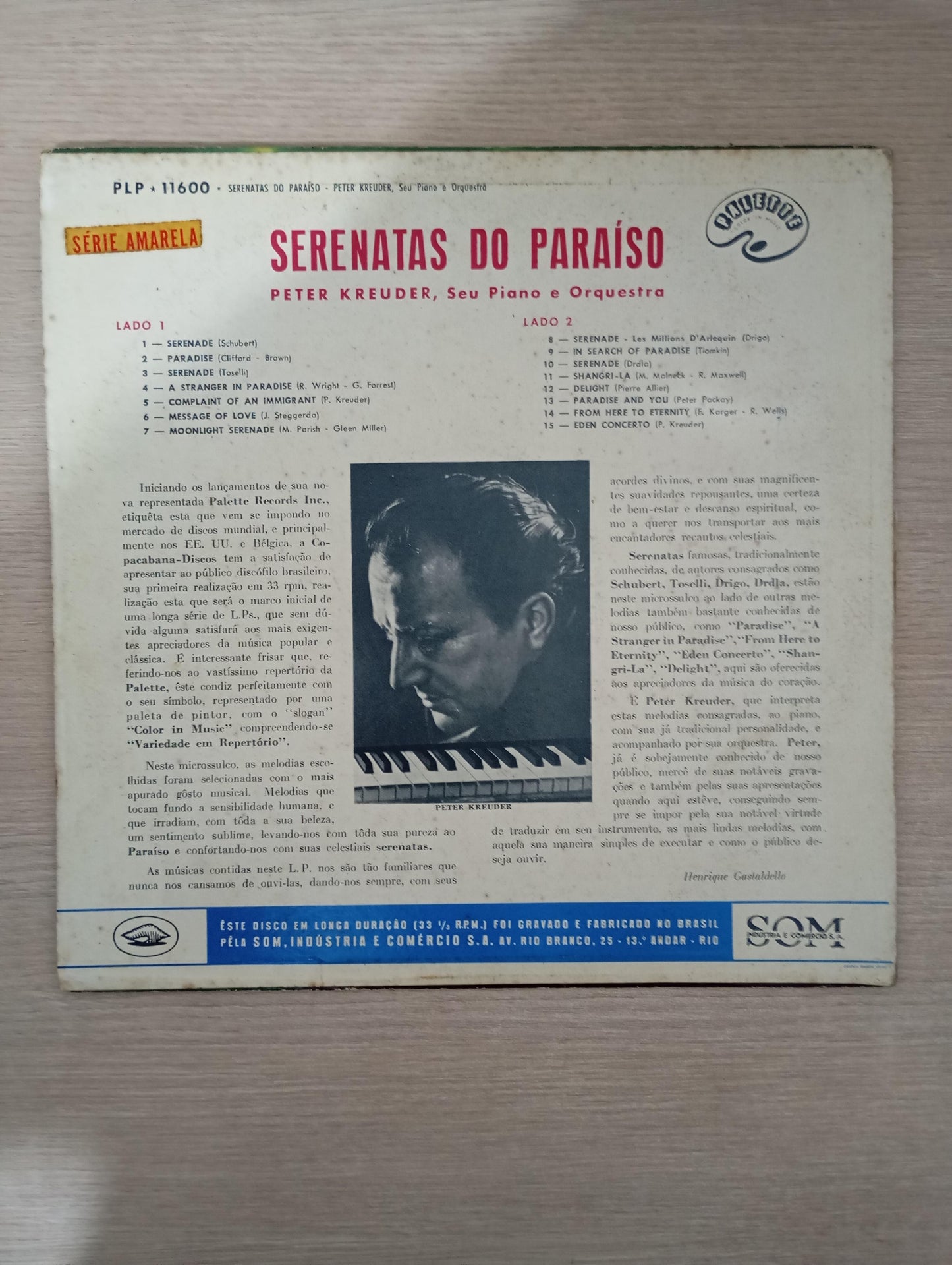 Lp Vinil Peter Kreuder Serenatas do Paraíso