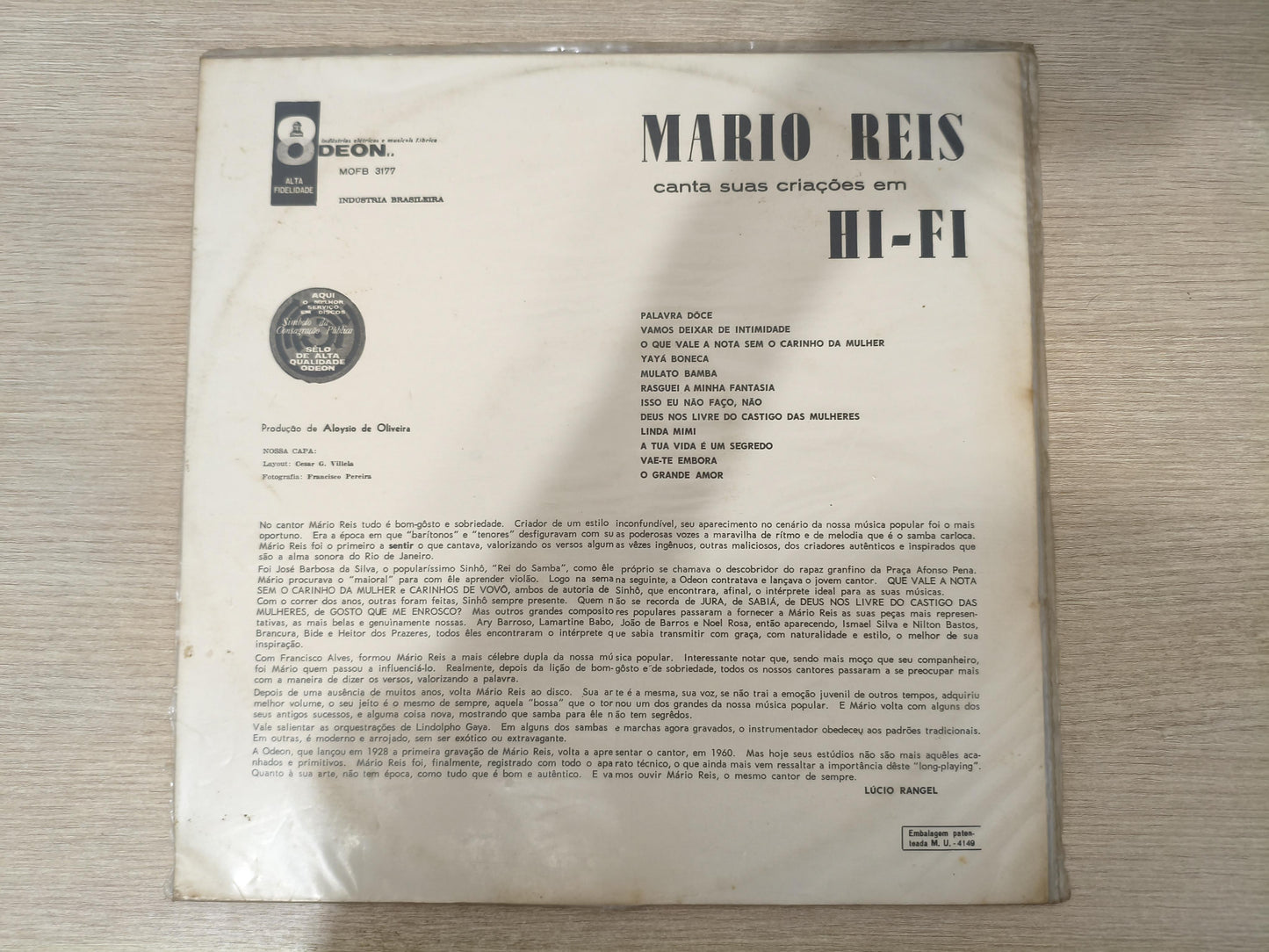 Lp Vinil Mário Reis Canta Suas Criações em Hi-Fi