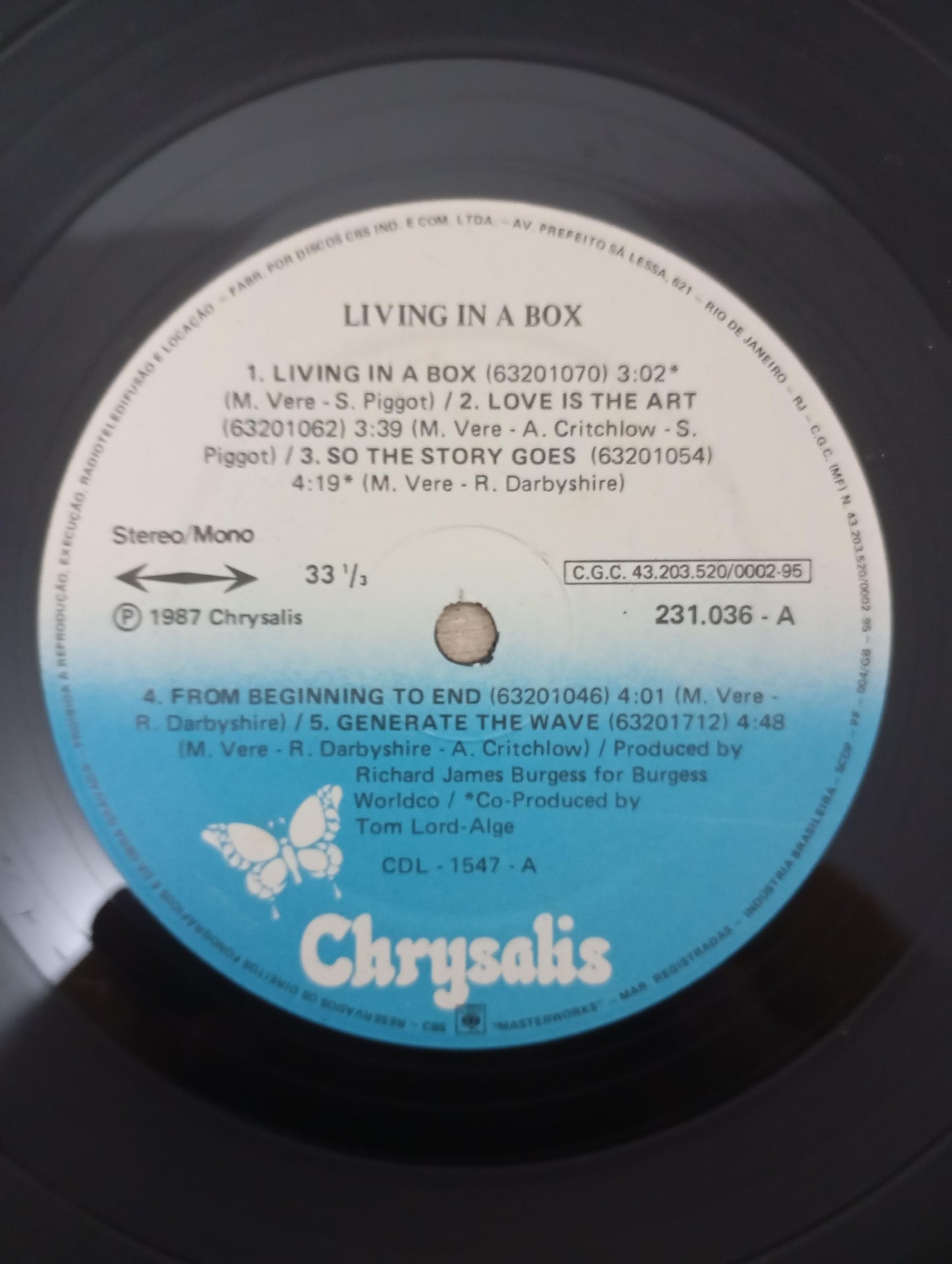 Lp Vinil Living In A Box 1987 Com Encarte