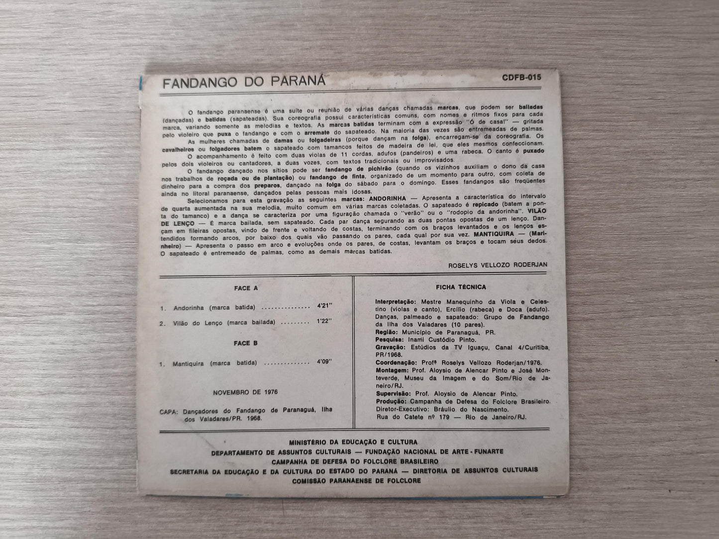 Compacto Vinil Folclore Brasileiro 15 Fandango Do Paraná