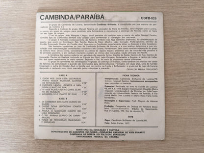 Compacto Vinil Cambinda / Paraíba Folclore Brasileiro 26 A