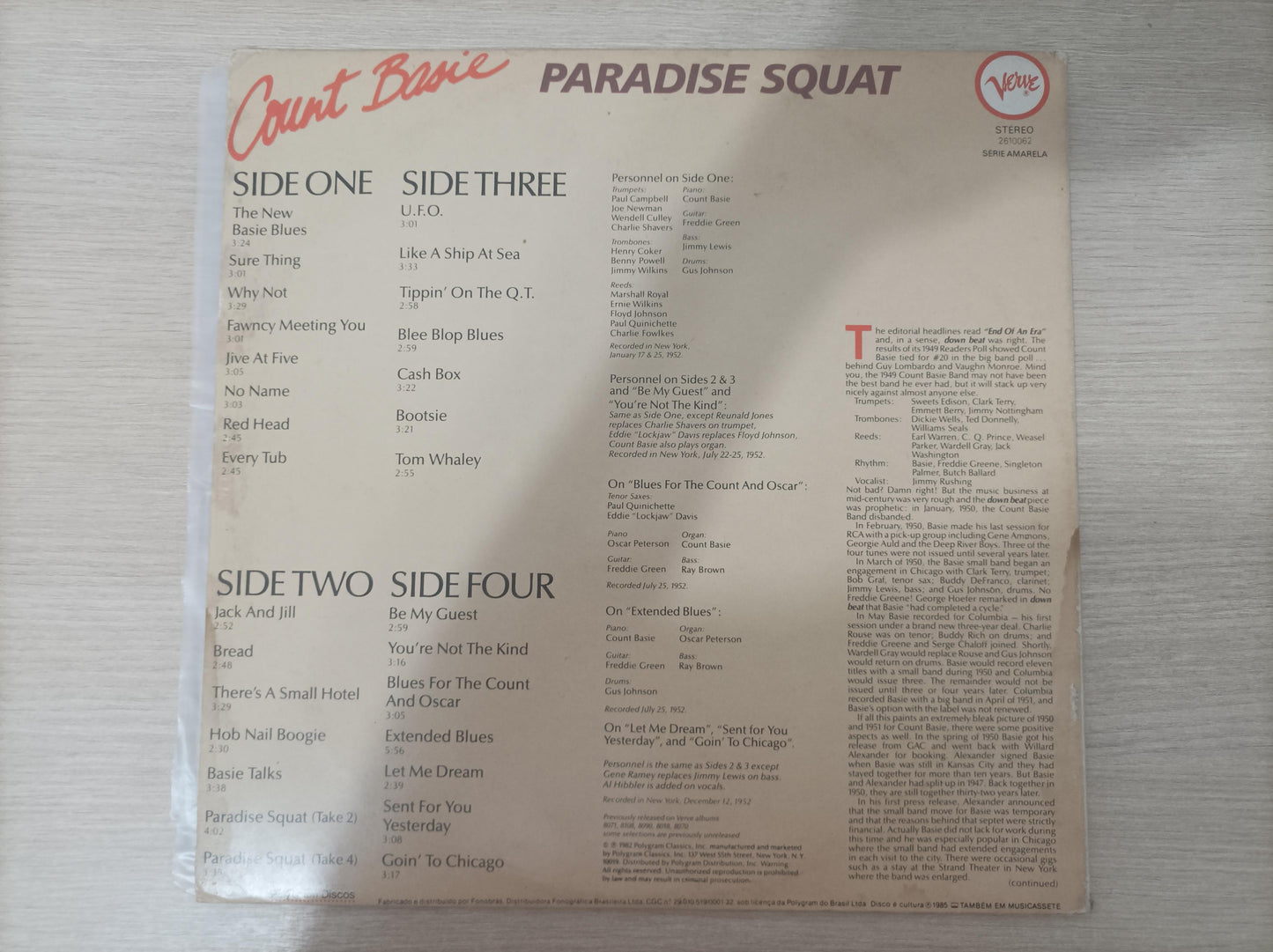 Disco Vinil Paradise Squat Count Basie Duplo A