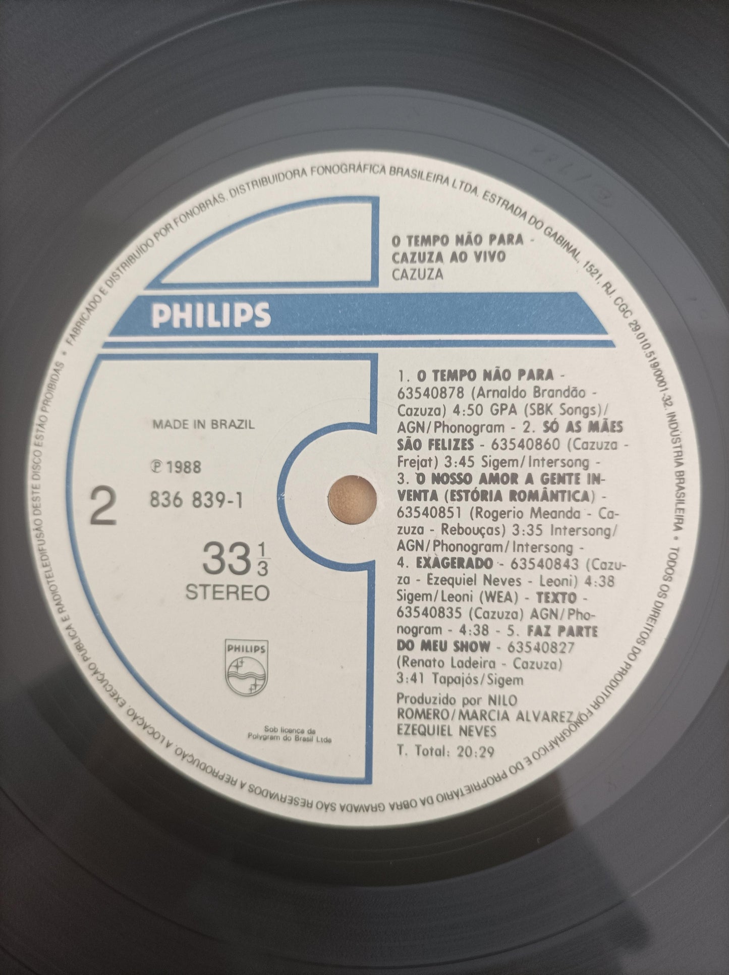 Lp Vinil Cazuza O Tempo Não Para Ao Vivo Com Encarte