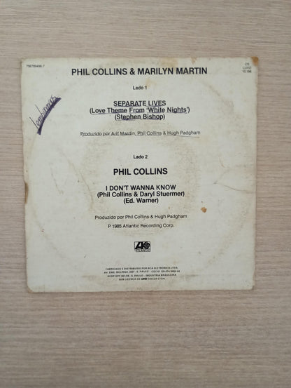 Compacto Vinil Phil Collins Separate Lives Theme White Night