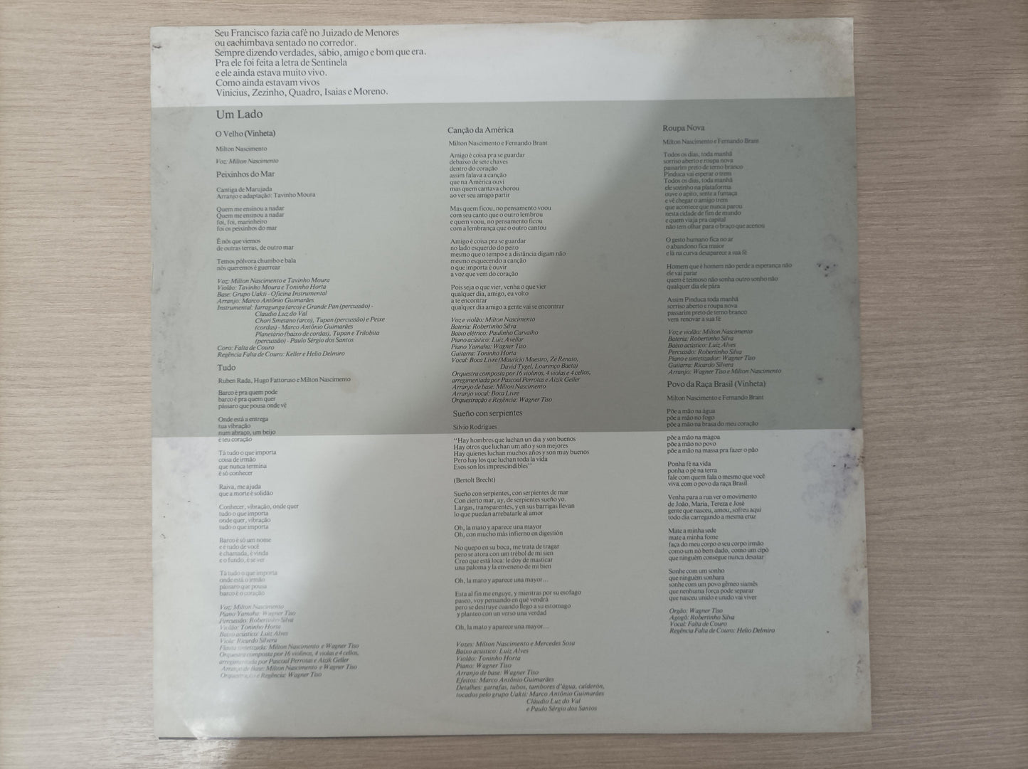 Lp Vinil Milton Nascimento Sentinela Com Encarte