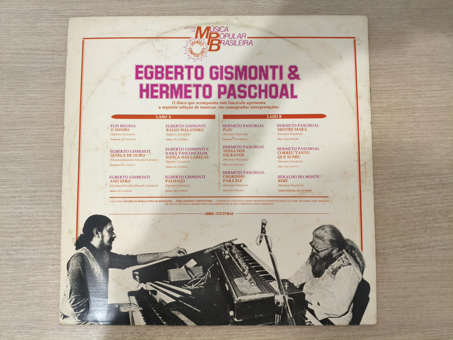 Lp Vinil Egberto Gismonti & Hermeto História MPB Capa Dupla