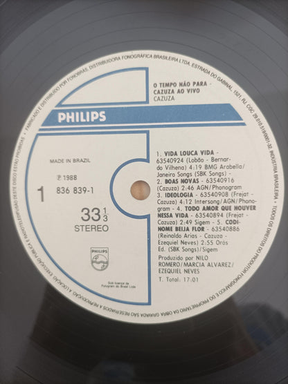 Lp Vinil Cazuza O Tempo Não Para Ao Vivo Com Encarte