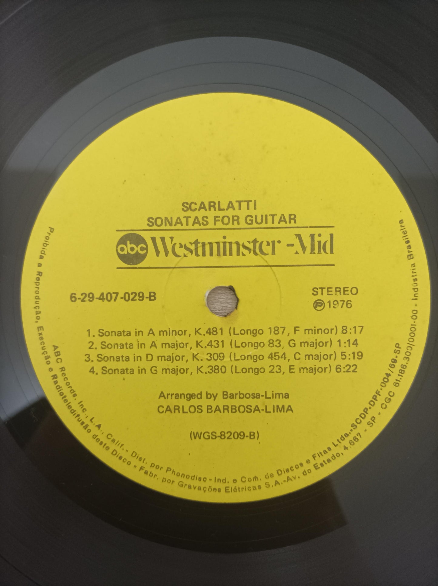 Lp Vinil Scarlatti from the gifted guitar of Barbosa-Lima