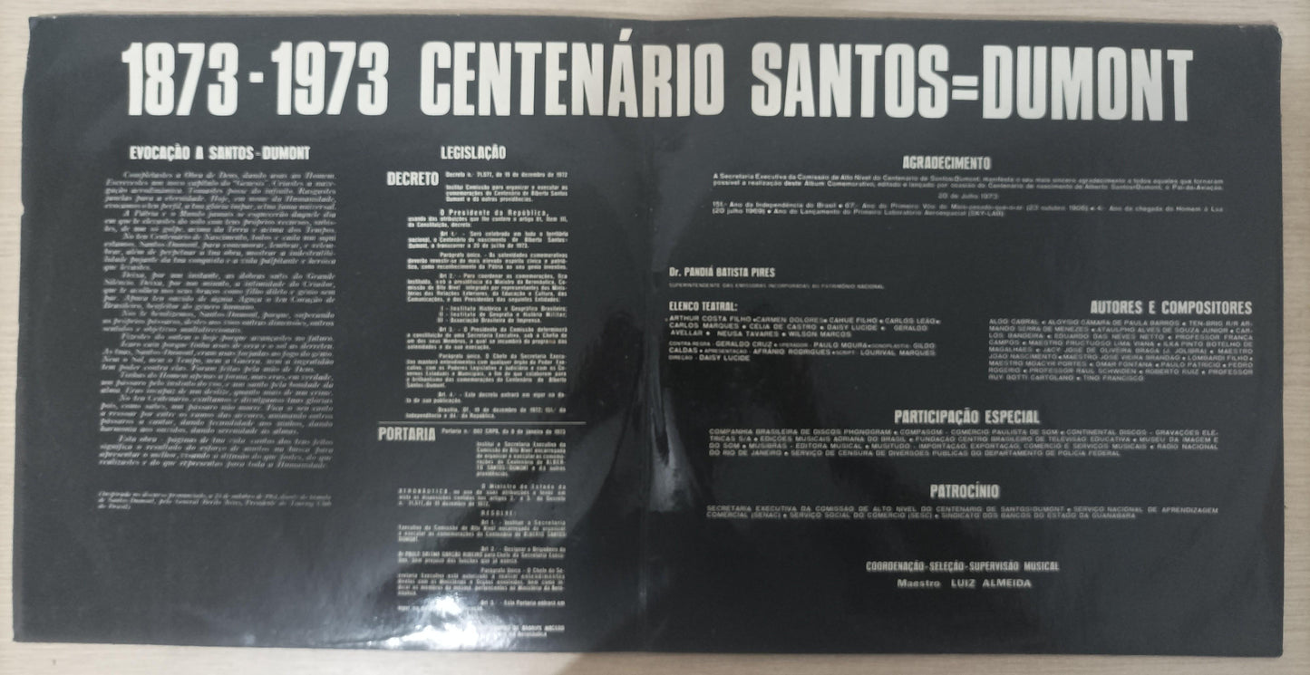 Lp Vinil Alberto Santos Dumont Centenário 1873-1973 Duplo