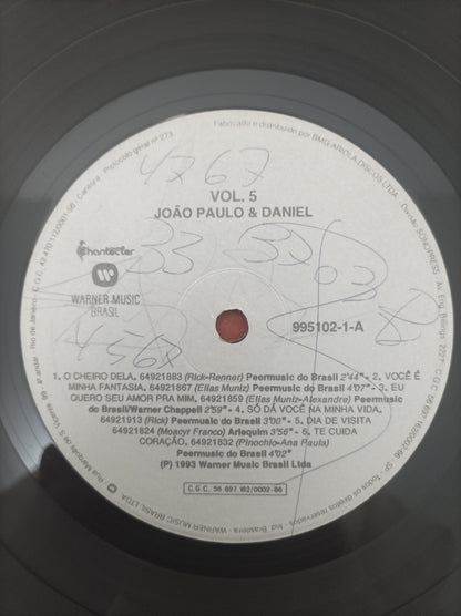 Lp Vinil João Paulo & Daniel Vol. 5 Com Encarte