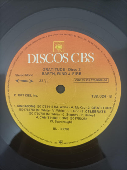 Disco Vinil Gratitude Earth, Wind & Fire Duplo Com Encarte A