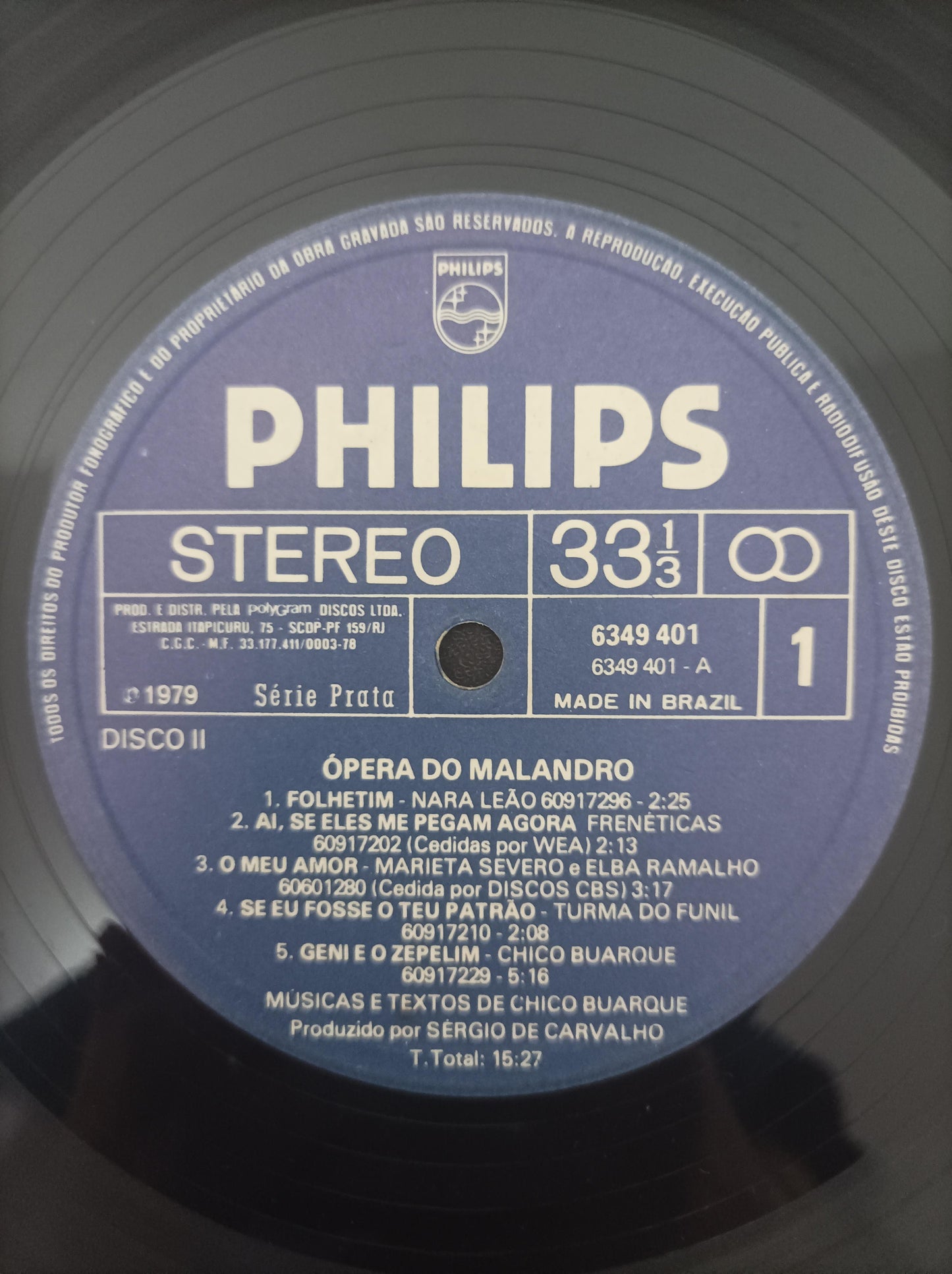 Lp Disco Vinil Ópera Malandro B Chico Buarque Duplo Encartes