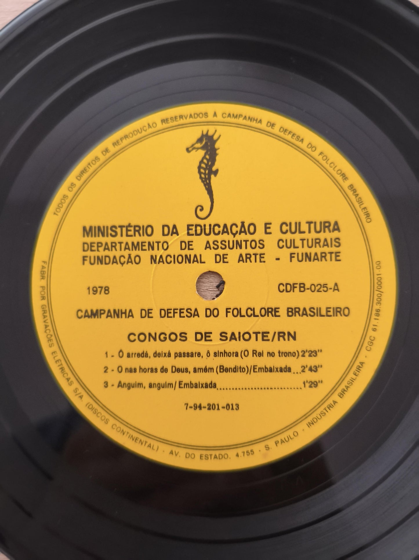 Compacto Vinil Congos De Saiote / RN Folclore Brasileiro 25 A