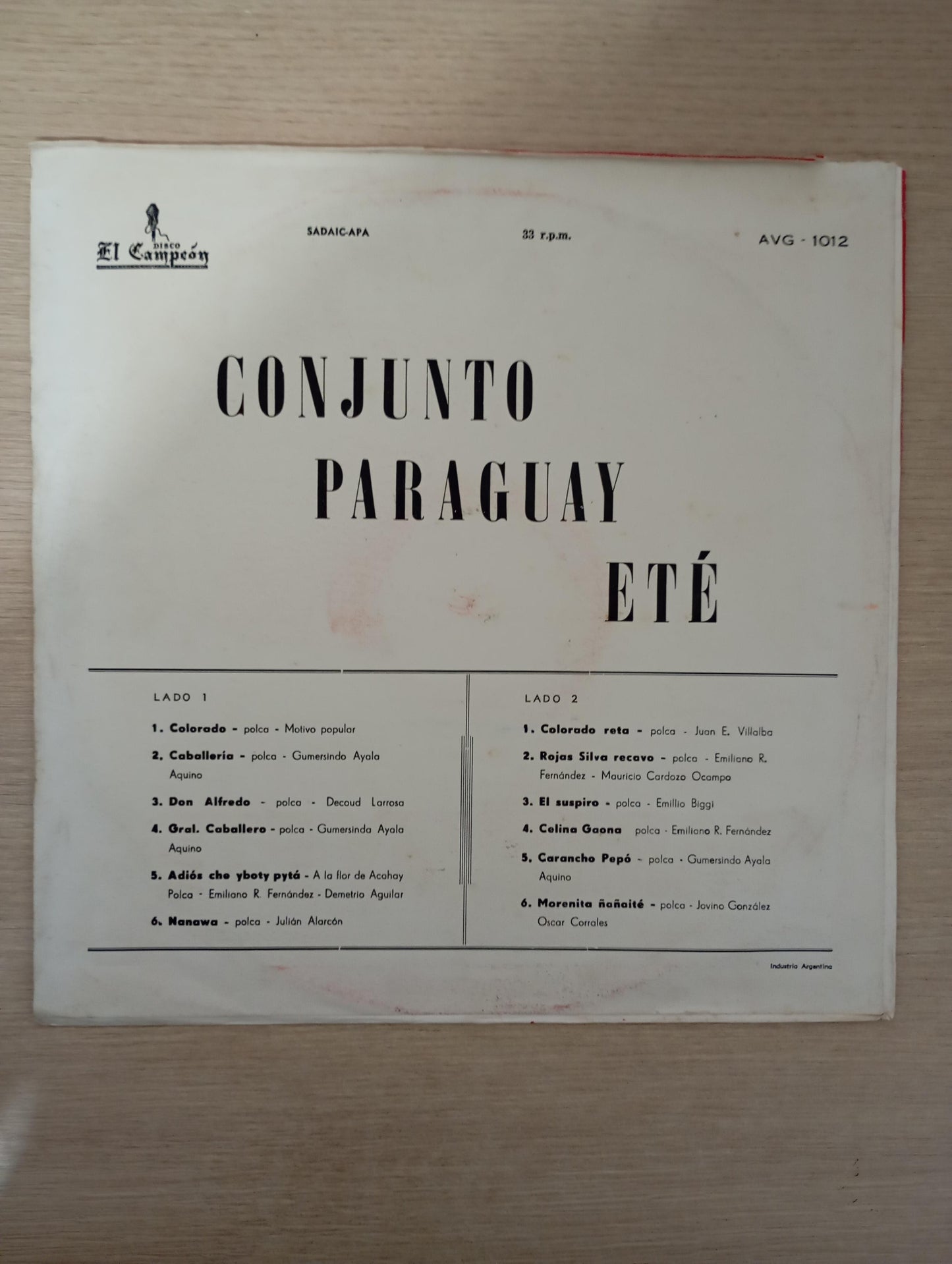 Lp Vinil Conjunto Paraguay Eté Colorado Importado