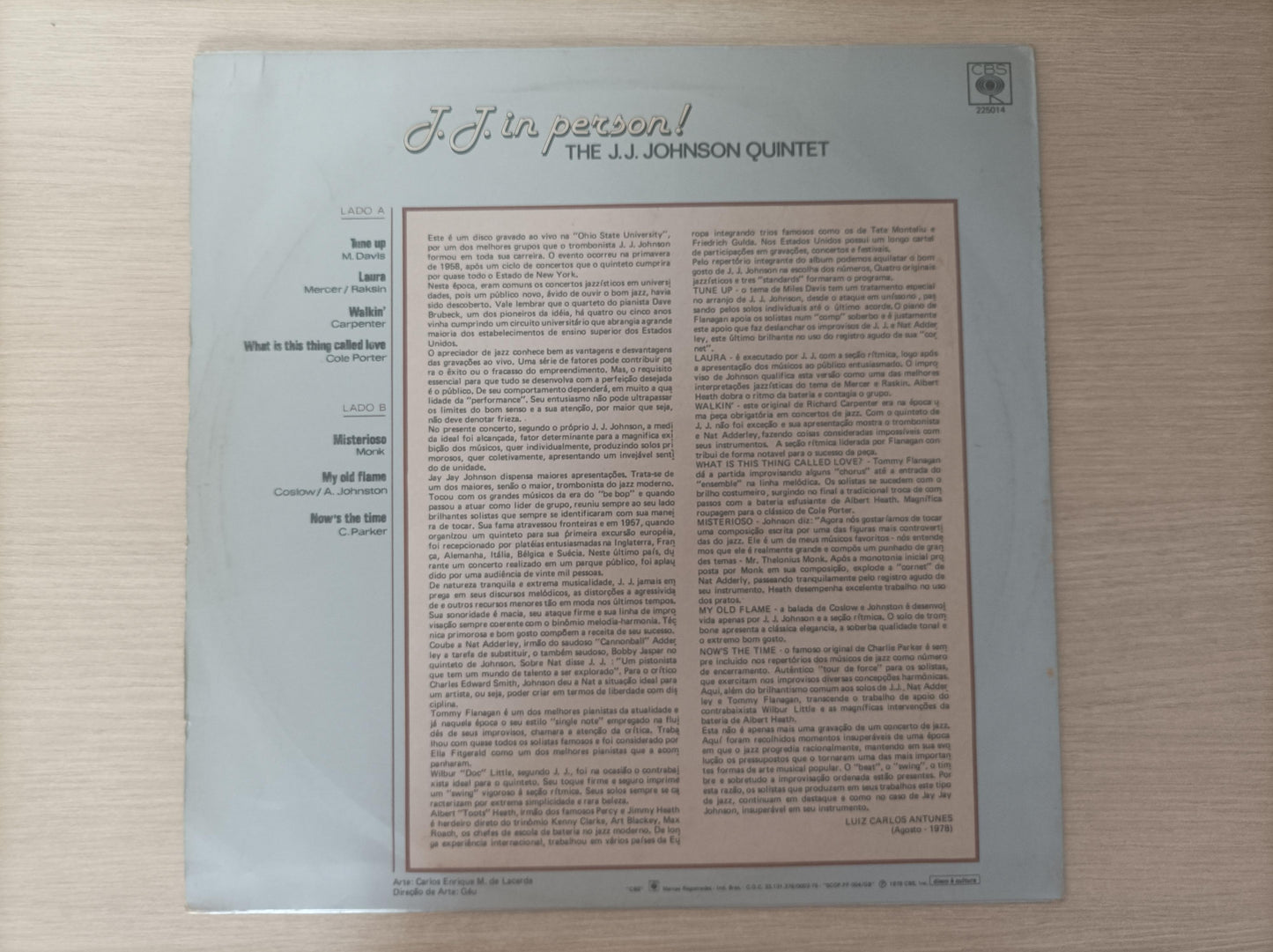 Lp Vinil The J.J. Johnson Quintet In Person!