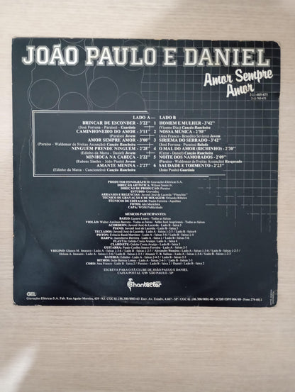 Lp Vinil João Paulo & Daniel Amor Sempre Amor 1985